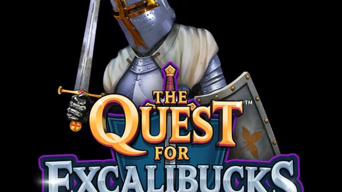 The Quest for Excalibucks slot game interface featuring medieval knight theme