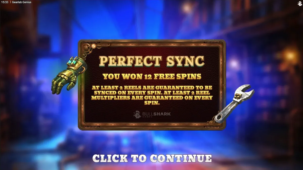 Interface do slot Gearlab Genius com engrenagens e elementos steampunk
